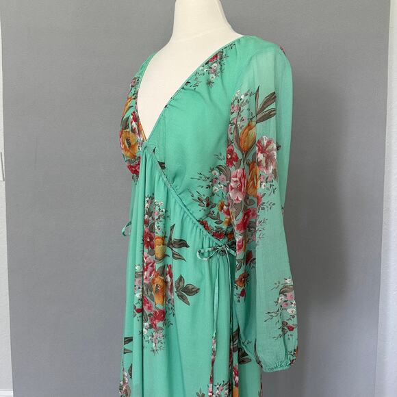 Auguste the Label Jennifer Maxi Dress Green Floral Boho Lightweight Lined Size S - Picture 7 of 16